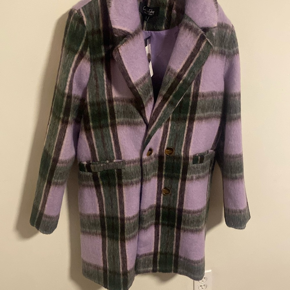 Plaid green purple jacket